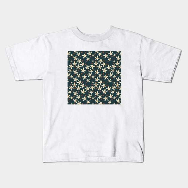 Gray & White Floral Design Kids T-Shirt by FloralPatterns